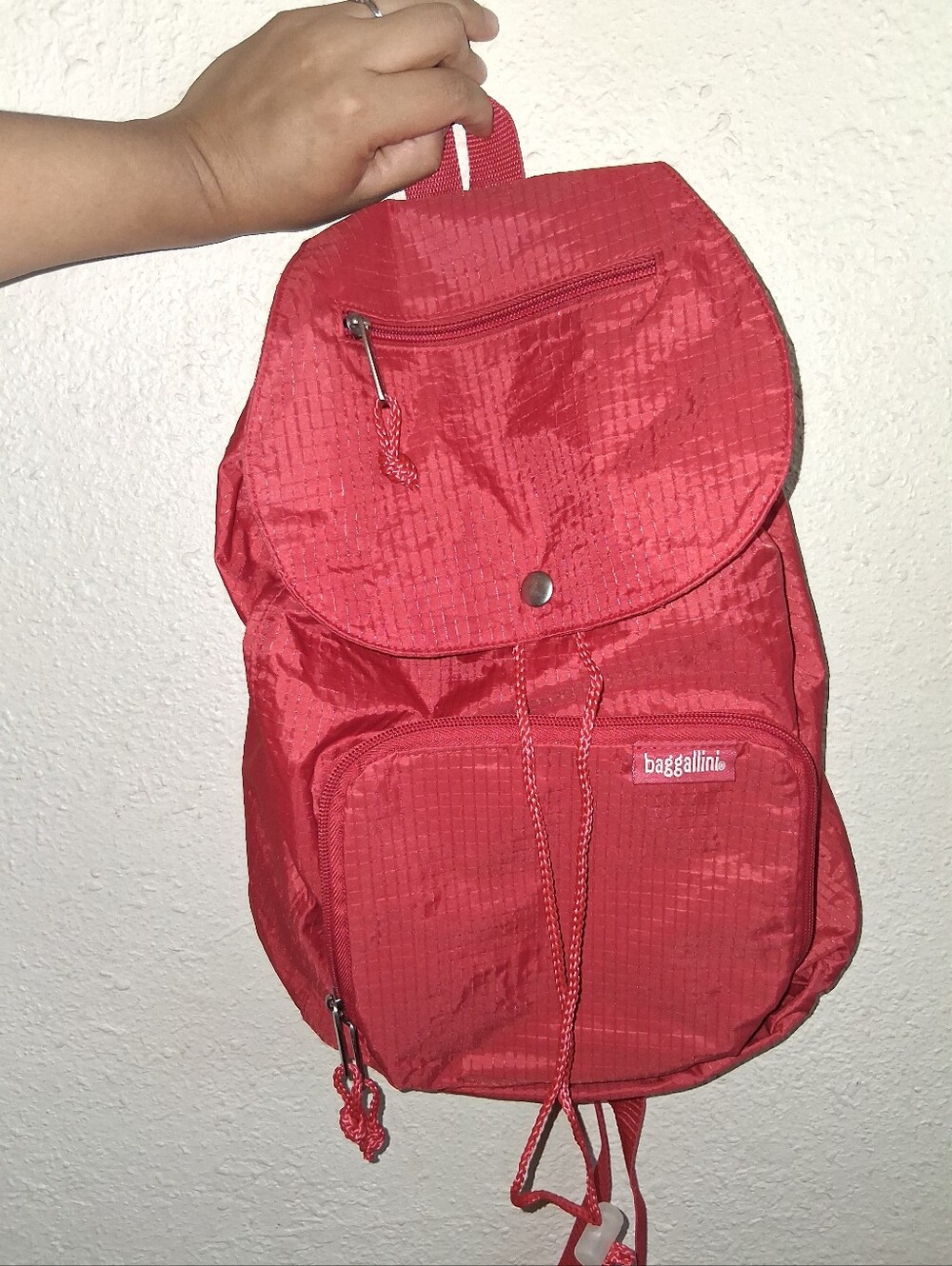 Baggallini Red Convert Drawstring Backpack